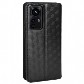 Flipové Pouzdro Na Xiaomi 12 Pro Kožené Pouzdro Návrh Geometrie