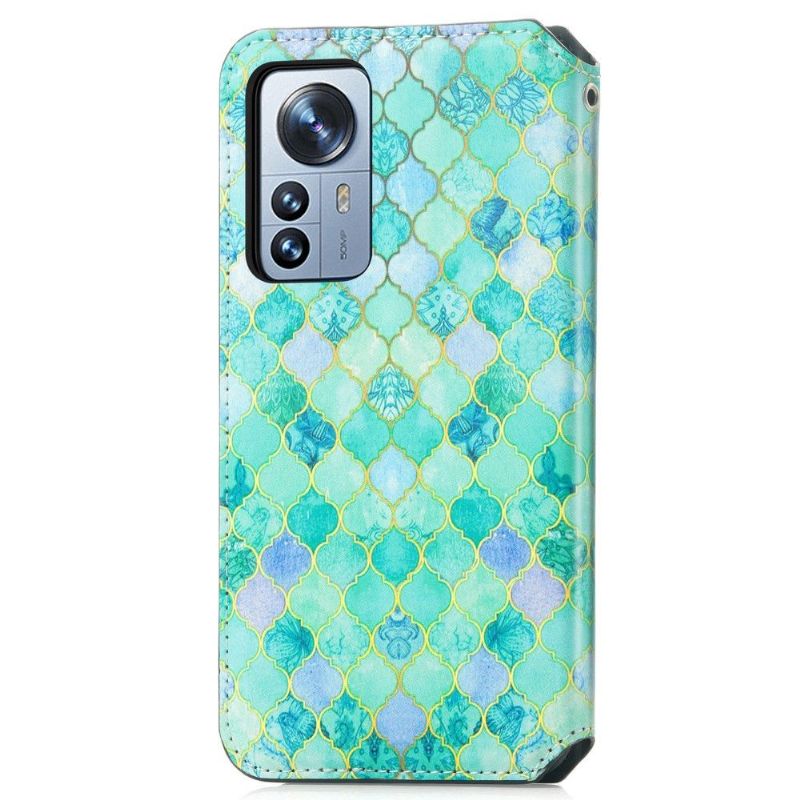 Flipové Pouzdro Na Xiaomi 12 Pro Kožené Pouzdro Překlápěcí Chlopeň Se Vzorem Arabesque