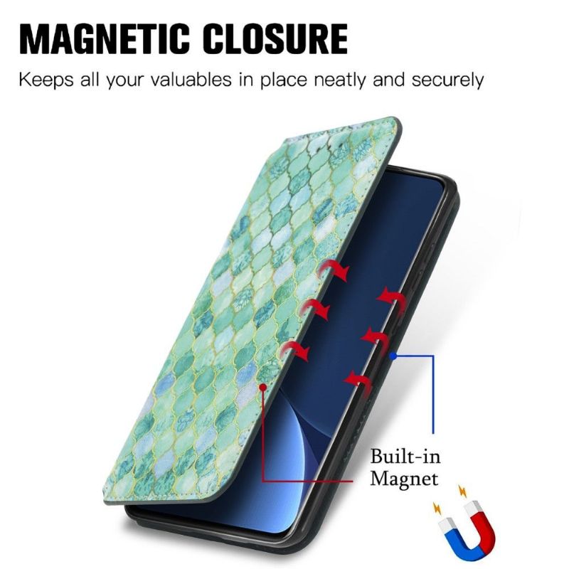 Flipové Pouzdro Na Xiaomi 12 Pro Kožené Pouzdro Překlápěcí Chlopeň Se Vzorem Arabesque