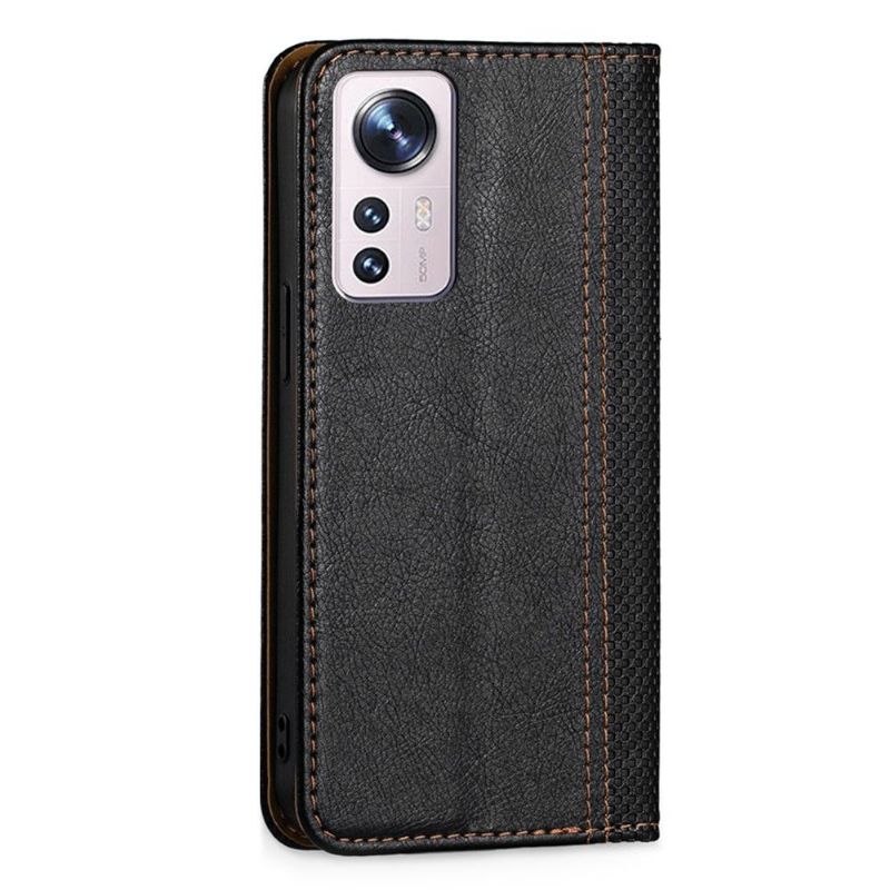 Flipové Pouzdro Na Xiaomi 12 Pro Kožené Pouzdro Převrácení Švů Folia