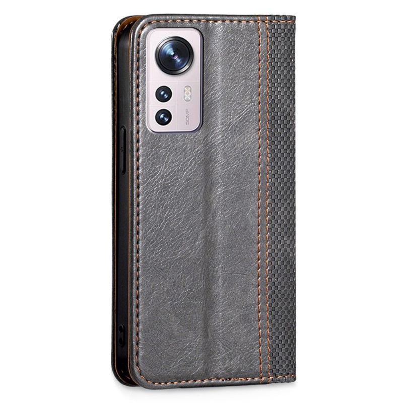 Flipové Pouzdro Na Xiaomi 12 Pro Kožené Pouzdro Převrácení Švů Folia