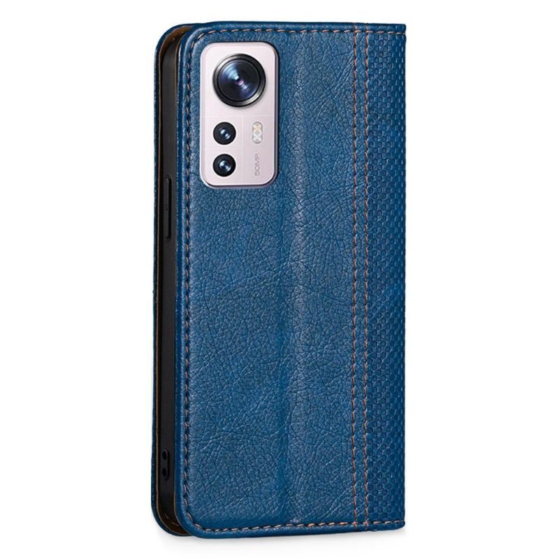 Flipové Pouzdro Na Xiaomi 12 Pro Kožené Pouzdro Převrácení Švů Folia