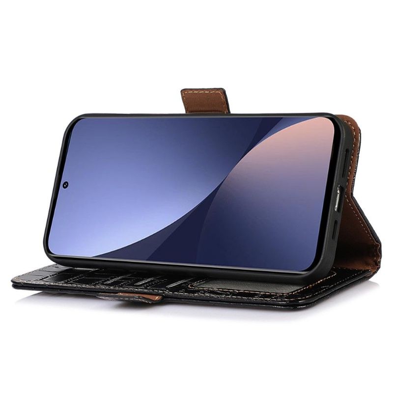 Flipové Pouzdro Na Xiaomi 12 Pro Originální Kůže Croco Look