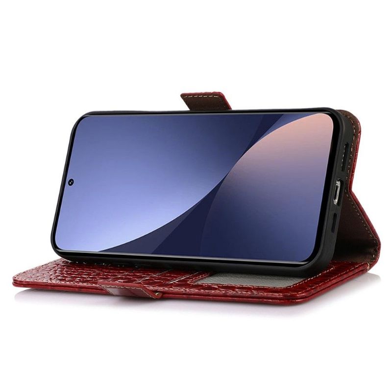 Flipové Pouzdro Na Xiaomi 12 Pro Originální Kůže Croco Look