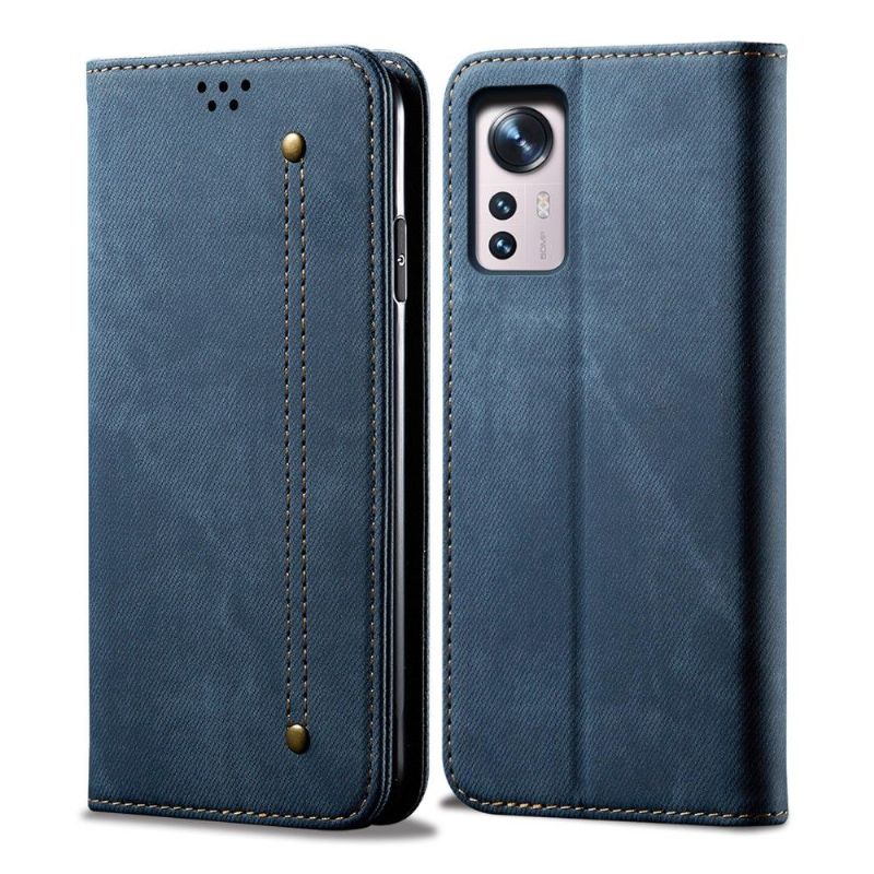 Kožené Pouzdro Na Xiaomi 12 Pro Džíny Ve Stylu Giulia