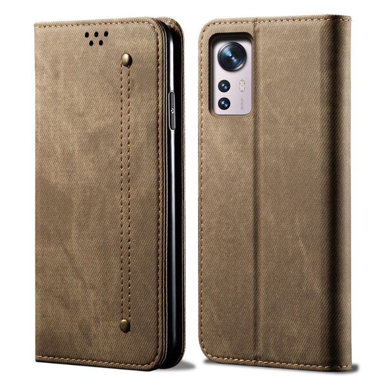 Kožené Pouzdro Na Xiaomi 12 Pro Džíny Ve Stylu Giulia