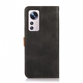 Kožené Pouzdro Na Xiaomi 12 Pro Khazneh Bicolor Umělá Kůže