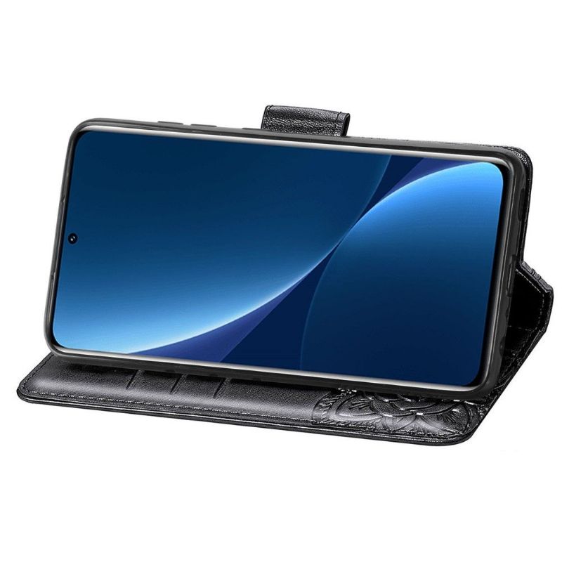 Kožené Pouzdro Na Xiaomi 12 Pro Reliéfní Motýl