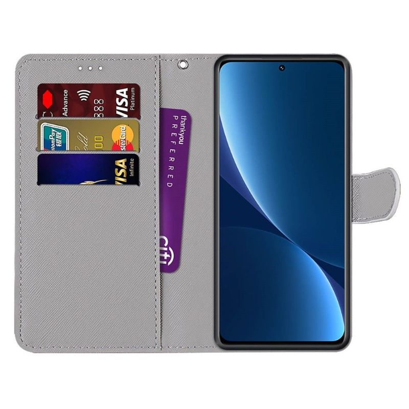 Kožené Pouzdro Na Xiaomi 12 Pro Zelené A Růžové Listy