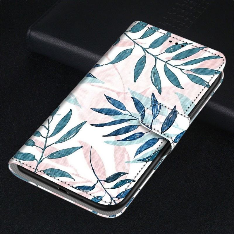 Kožené Pouzdro Na Xiaomi 12 Pro Zelené A Růžové Listy