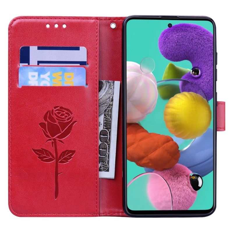 Flipové Pouzdro Na Samsung Galaxy A51 Vzor Růže Z Imitace Kůže