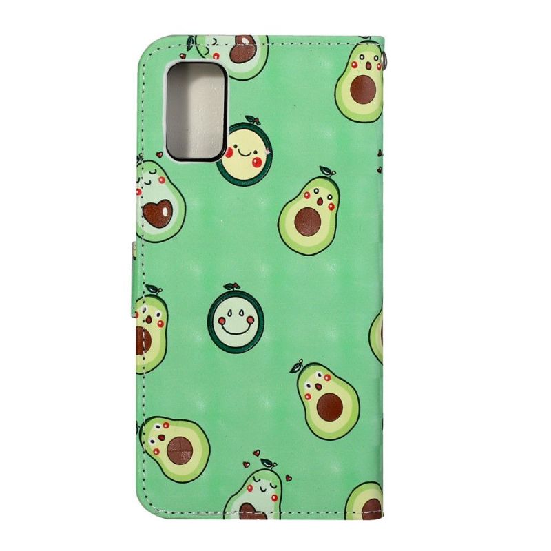 Kožené Pouzdro Na Samsung Galaxy A51 Kawaii Avokádo