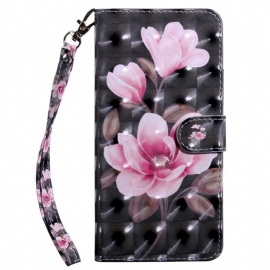 Flipové Pouzdro Na Google Pixel 7A Na Lana Strappy Růžové Květiny