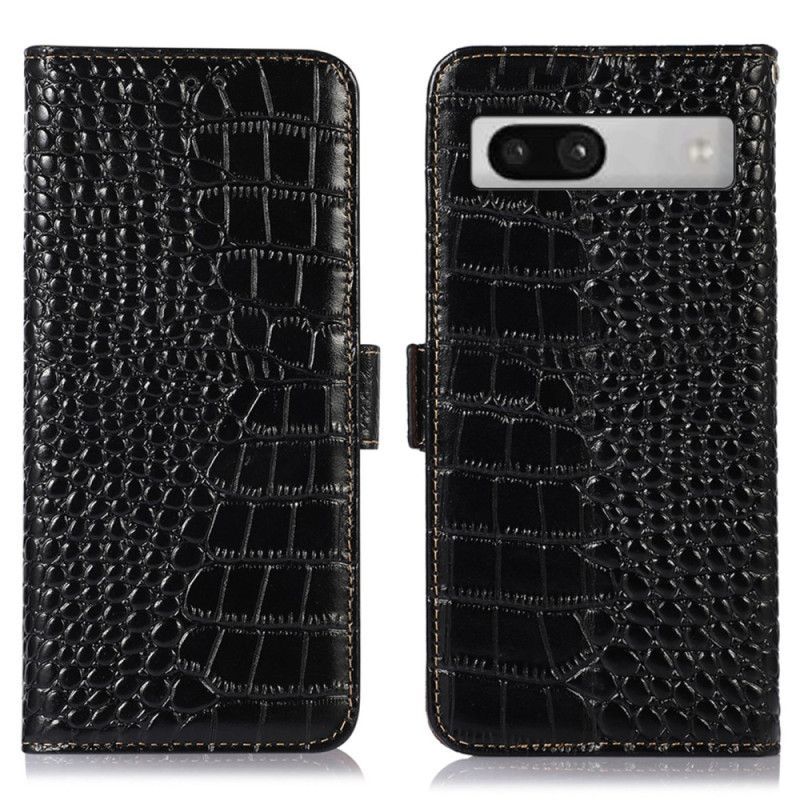 Flipové Pouzdro Na Google Pixel 7A Rfid Ve Stylu Krokodýla