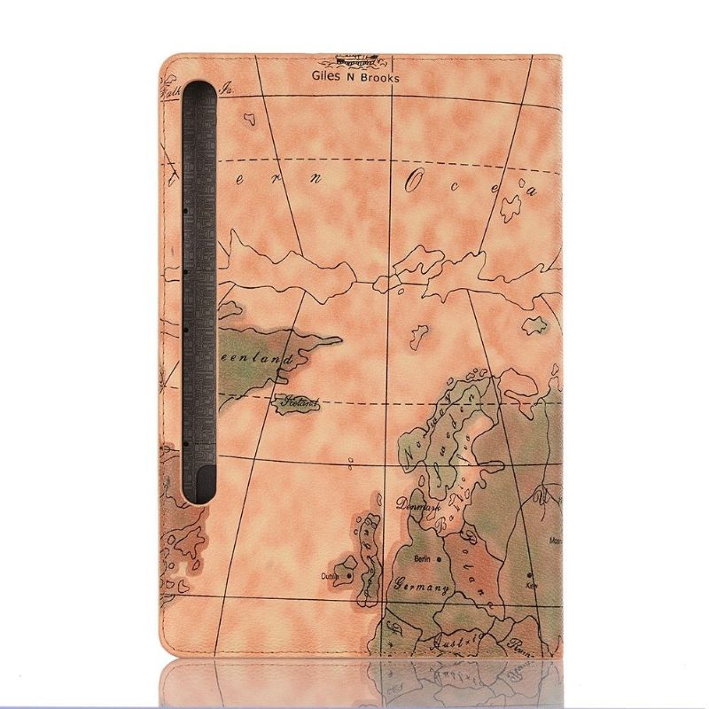Flipové Pouzdro Na Samsung Galaxy Tab S6 Mapa Světa - Hnědá