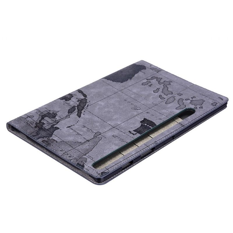 Flipové Pouzdro Na Samsung Galaxy Tab S6 Mapa Světa – Šedá