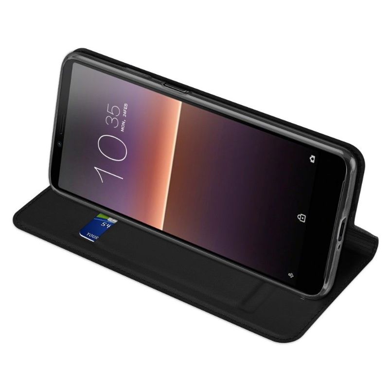 Kožené Pouzdro Folio Na Sony Xperia 10 II Obchodní Saténový Efekt